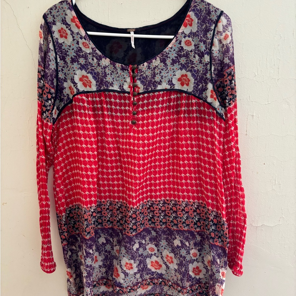 Free People floral peasant top multi colored size small